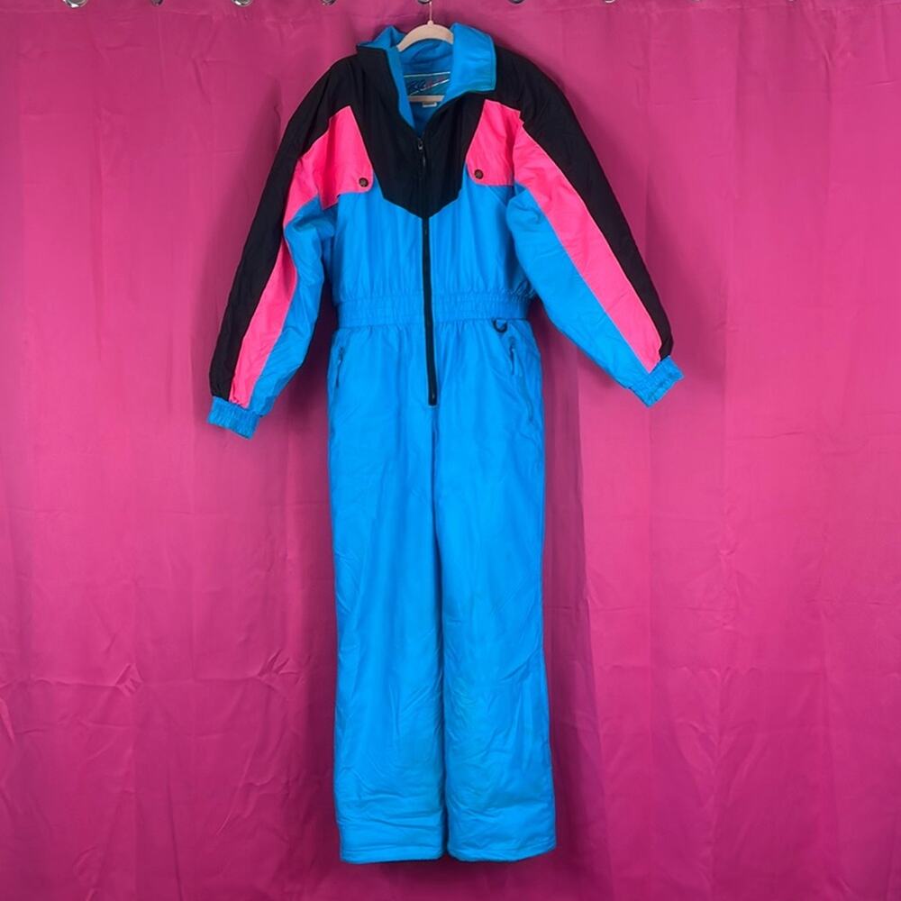 Vintage Blue and Pink Women's snowsuit